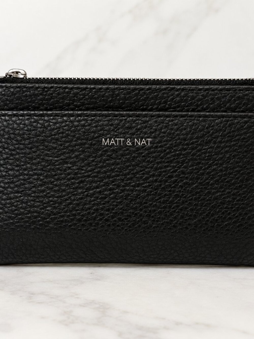 Matt & Nat Black Pebbled Vegan Leather Zip Wallet